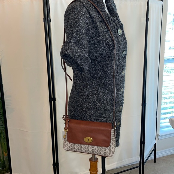 Fossil Women's Gabriella Printed PVC Small Flap Crossbody NWT - Picture 3 of 17